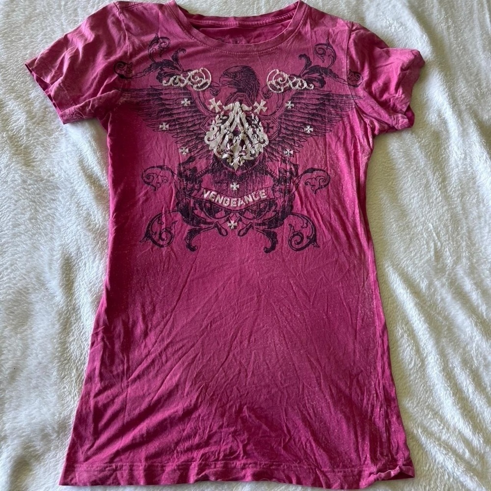 Y2K vintage Affliction pink graphic babytee shirt